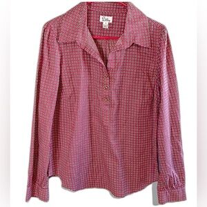 Lilly Pulitzer Shirt Women Size 10 Blouse Pink Geometric 100% Cotton